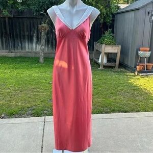 I.MAGNIN Vintage Maxi Lingerie Silky Peach V-Neck Size Small